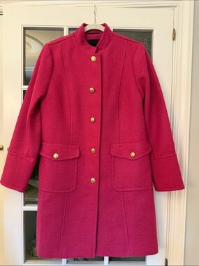 Women’s Pink Wool-Blend Military Button Coat